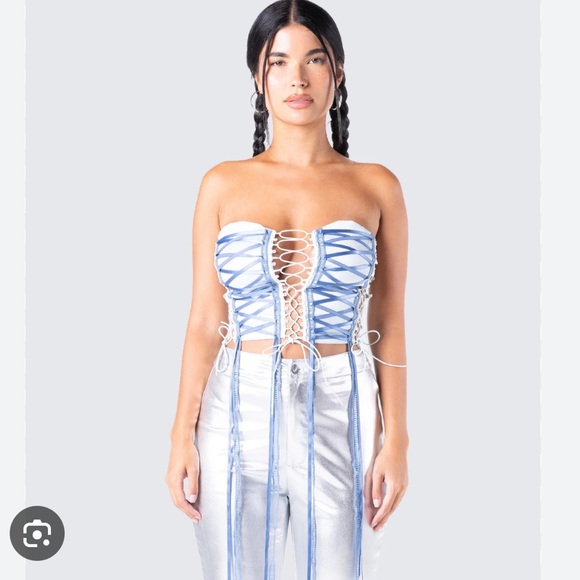 Finesse Tops - Finesse Rory blue corset top